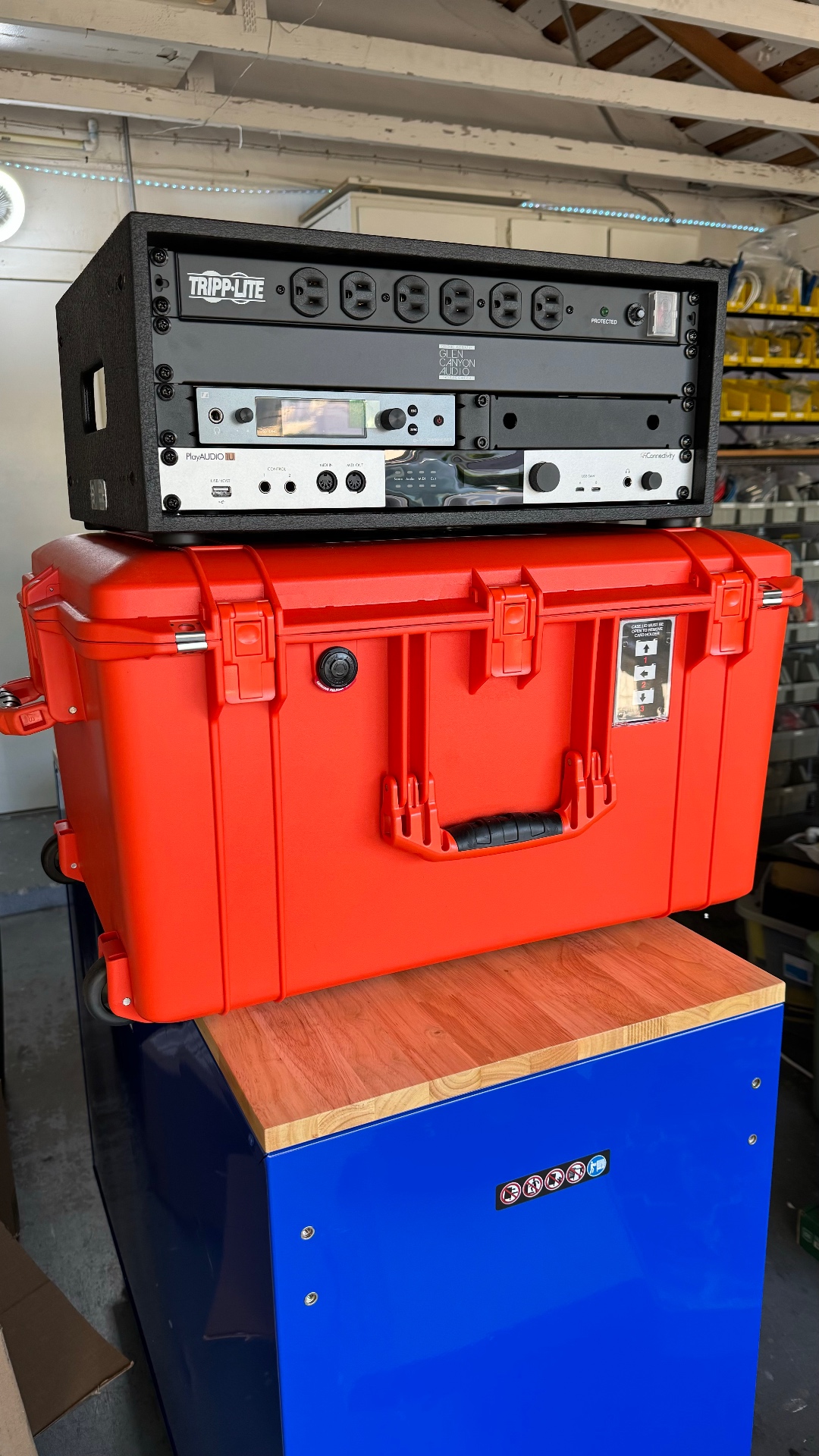 Personal playback rig — rack on Pelican case